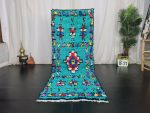 DARLA- Vintage Turquoise Berber Floral Runner Rug