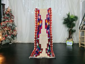 GUNUZ- Artistic Abstract Vintage Berber Blue Runner Rug