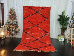 ZINAT- Vintage Berber Geometric Red Black Carpet
