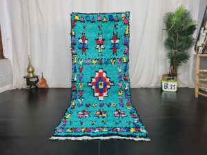 DARLA- Vintage Turquoise Berber Floral Runner Rug
