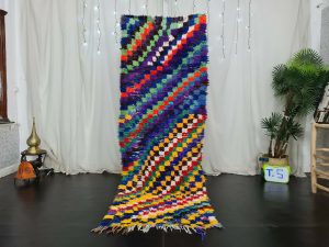 JAN - Colorful Checkered Vintage Berber Runner