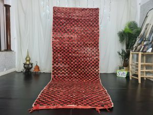 PINA - Checkered Red&Brown Vintage Berber Runner
