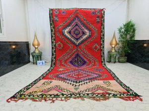 ATONY- Red Geometric Vintage Berer Moroccan Rug
