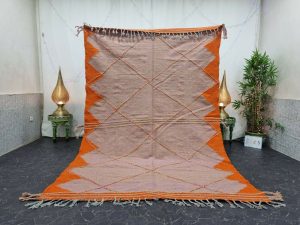 SANEM- Geometric Handmade Kilim Zanafi Orange Rug