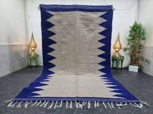 JEFFRY- Handmade Gray&Blue Kilim Zanafi Geometric Rug