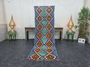 HIKMAT- Blue Geometric Moroccan Tribal Runner