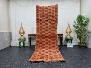 UMUT- Orange Checkered Berber Handmade Runner