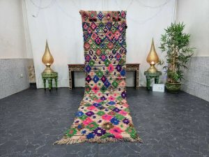 MADY-Pink Green Vintage Geometric Tribal Runner