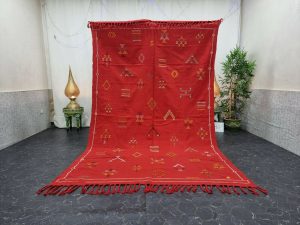 DURSIT- Red Moroccan Berber Symboles Sabra Rug