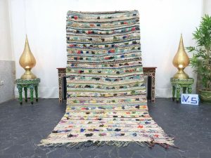 SUHAYL- Striped Berber Boucherouite Tribal Rug