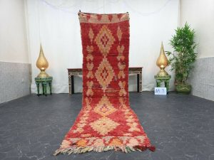 NIDAL- Red&Orange Berber Geometric Tribal  Runner