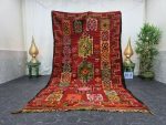LAWRA- Floral Red Berber Tribal Symbols Handmade Rug