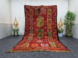 LAWRA- Floral Red Berber Tribal Symbols Handmade Rug