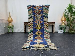 ASLAN - Blue Geometric Berber Boucherouite Runner