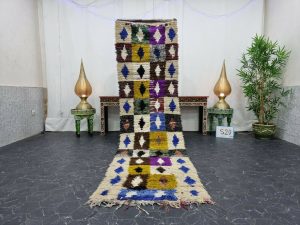 JAILAN- Blue Geometric Berber Moroccan Wool Runner