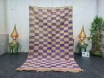 AJAMA- Purple Checkered Boujaad Berber Wool Carpet