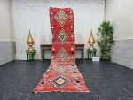 TUFGA- Red Geometric Berber Handmade Tribal Runner