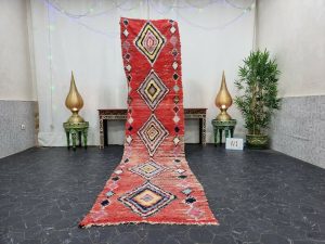 TUFGA- Red Geometric Berber Handmade Tribal Runner
