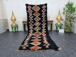 YANIS- Black Geometric Berber Tribal Wool Runner