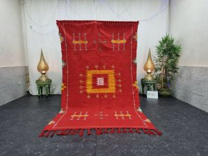 SHARMA-Red Abstract Sabra Berber Symboles Rug