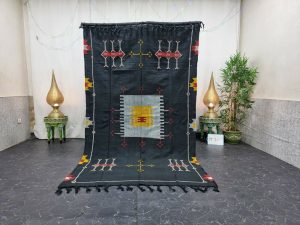 DURVA- Black Authentic Berber Symboles Sabra Rug