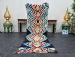 PINOZA- Blue Moroccan Berber Geometric Boho Rug