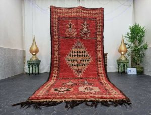 MNARK- Moroccan Vintage Red Geometric Boho Rug