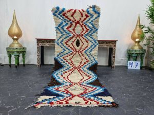 PINOZA- Blue Moroccan Berber Geometric Boho Rug
