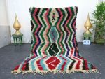 VANDA- Pink&Green Geometric Berber Wool Rug