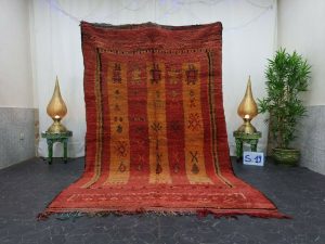 KANTH- Abstract Red Berber Tribal Symbols Rug