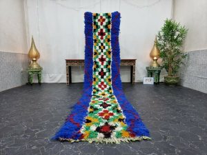 ADZY- Blue Geometric Berber Moroccan Runner Rug