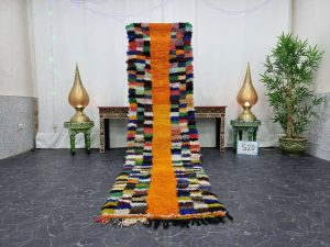 PARLAN- Orange Checkered Berber Handmade Runner