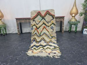 MALIKA- Mini Geometric Beige Berber Wool Rug