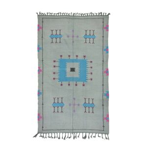 NIDAL- Blue Moroccan Berber Symboles Sabra Rug