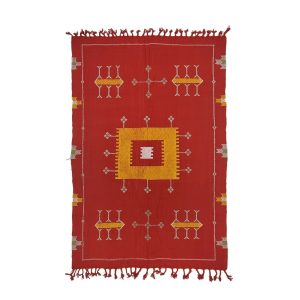 NUSAL- Red Moroccan Berber Symboles Sabra Rug