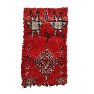 WILLO- Small Red Boho Vintage Moroccan 3' x 5'1'' Rug