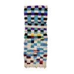 HAYNA- Blue Checkered Vintage Moroccan 2'4''x 6'8'' Rug