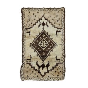 ANARD- Beige Geometric Vintage 3'2''x5'7'' Wool Rug