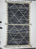 MAYAD-  Black & White Kilim Zanafi Berber Geometric Rug
