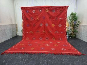 ERAN- Geometric Red Berber Symboles Sabra Rug
