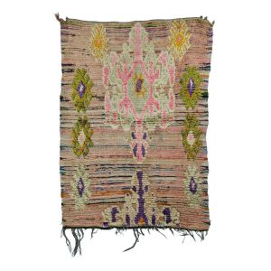 MUTADA- Pink&Green Geometric Moroccan 3' x 4'2''Rug