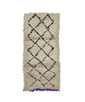 AMAN- White Geometric Sheep Wool 2'6''x5'4'' Rug