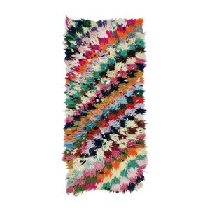 JUDITH- Vintage Colorful Checkered Wool 2'5''x5'6''Rug