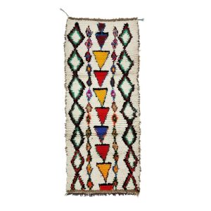 BABOE- Moroccan Berber Geometric Wool 3'x7'1''Rug