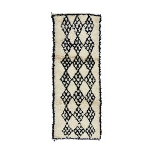 FURAT- Black & White Minimalist Wool 2'6''x6'5'' Rug