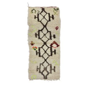 SKULL- White Brown Geometric Moroccan2'2''x5'5''Rug