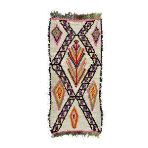 JORLA- Pink Geometric Vintage Sheep Wool  2'2''x 5' Rug
