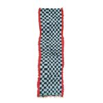 MEHTAB- Blue&Black Checkered Vintage 3'x10'8''Rug