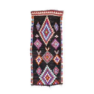 EDAN- Berber Black Vintage Geometric Wool 2'8"x6'6"Rug