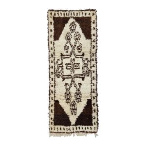 SEVDE- Geometric Brown Vintage Wool 2'3"x6' Rug